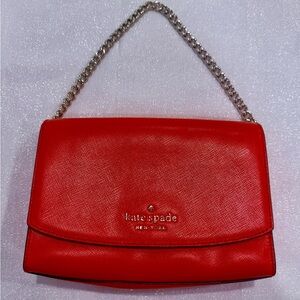 Kate Spade Vibrant Red Shoulder Bag with Chain Strap